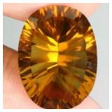 Oval Concave Cut Natural Orangey Yellow Citrine 15