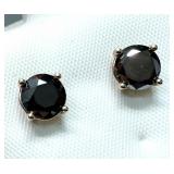 APPR $1460 10K Gold 1.14g Black Diamond 2ct Earrin