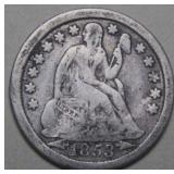 USA Liberty Seated Dime 1853 Arrows