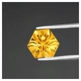 1.66ct 7x7mm VVS Hexagon Natural Yellow Citrine -