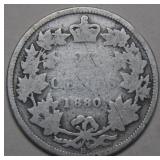 Canada 25 Cent 1880H Wide O