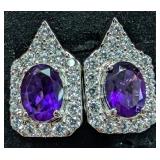 Silver 5.78g Amethyst 3ct Earring Retail