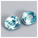 Pair 2pcs Oval Natural Heated Top Seafoam Blue Zir