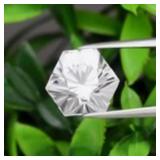 5.37ct 10.5x10.5mm VS Hexagon Natural White Quartz
