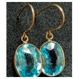 10K Gold 1.45g Blue Zircon 5ct Earring