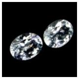 Pair 2pcs Oval Cut Natural Blue Green Aquamarine V