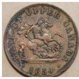 Canada  PC-5C1 Upper Canada 1854 1/2 Penny Token B