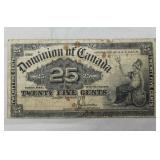 Canada 25C Shinplaster 1900 Saunders DC-15c