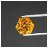 1.52ct 7x7mm VVS Hexagon Natural Yellow Citrine -