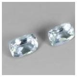 Pair 2pcs Antique Cut Natural Blue Green Aquamarin