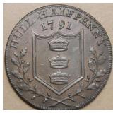 Great Britain Token DH-20 1791 Hull Yorkshire Half