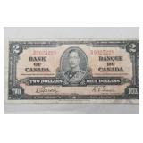 Canada $2 Banknote 1937 BC-22b Gordon Towers