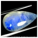 Pear Cab Natural White With Fire Blue Luster Moons