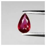 0.43ct 6x4mm Pear Natural Purplish Red Ruby - Heat