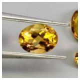 Oval Natural Unheated Yellow Citrine Brazil 4pcs 4
