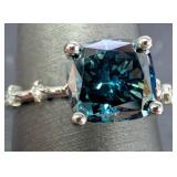 10K Gold 2.25g Blue Lab Diamond 2.7 Size 6.5