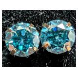 14K Gold Blue Lab Diamond 0.78ct Earring