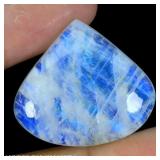 Heart Natural White With Fire Blue Luster Moonston