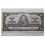 Canada $10 Banknote 1937 BC-24b Gordon Towers