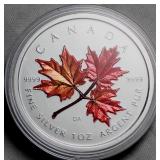 99187470Canada $5 2001 Colored Silver Maple Leaf