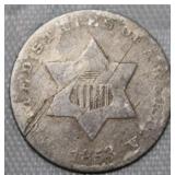 USA Silver Three-Cent Piece 1853