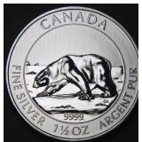 Canada $8 2013 Polar Bear - Wildlife 1.5oz Silver