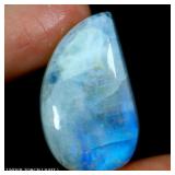 Fancy Cab Natural White With Fire Blue Luster Moon