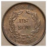 Canada LC-24A1 Montreal Bouquet Un Sou 1/2 Penny T