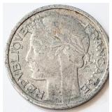 France 1947 ONE FRANC coin 23mm Al