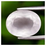 3.77ct 11.8x9mm Oval Natural Light Pink Rose Quart