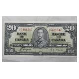 Canada $20 Banknote 1937 BC-25c Coyne Towers