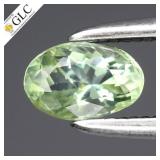 GLC CERTIFIED 0.29ct Oval Natural Yellowish Green