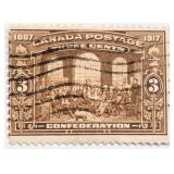 Canada 1917 WWI 'Confederation 1867' 3c Stamp #135