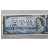 Canada $5 Banknote 1954 BC-39b Beattie Rasminsky
