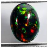 Oval Natural AAA Floral Flash Play Of Color Black