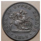 Canada  PC-5C1 Bank of Upper Canada 1854 1/2 Penny