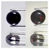 0.75ct 6.5mm Round Cabochon Natural Black Opal - R