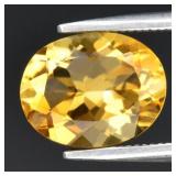 1.76ct 9.3x7.3mm VVS Oval Natural Yellow Citrine -