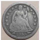 USA Liberty Seated Dime 1853