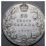 Canada 50 Cents 1910 Edwardian Leaves