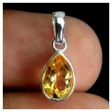 925 Sterling Silver Pendant Pear Citrine 9x6mm Nat
