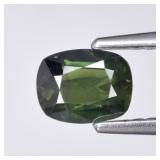 0.74ct 6x4.5mm Cushion Natural Green Sapphire - He