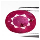 1.78ct 8x6mm Oval Natural Pinkish Red Ruby - Heate