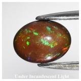 1.24ct 10x7.3mm Oval Cabochon Natural Black Opal -