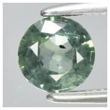 0.66ct 5.3mm Round Light Blue Green Sapphire - Unh