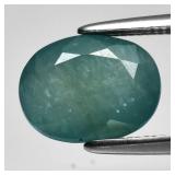 2.12ct 8.8x7mm Oval Natural Blue Green Grandidieri