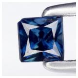 0.21ct 3mm VS Square Princess Blue Sapphire - Heat