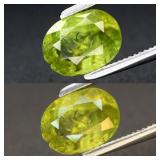 1.05ct 7.3x5.5mm Oval Natural Yellowish Green Sphe