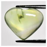 3.94ct 13x11mm Heart Cabochon Natural Green Prehni