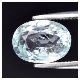 1.46ct Oval Natural Light Greenish Blue Aquamarine